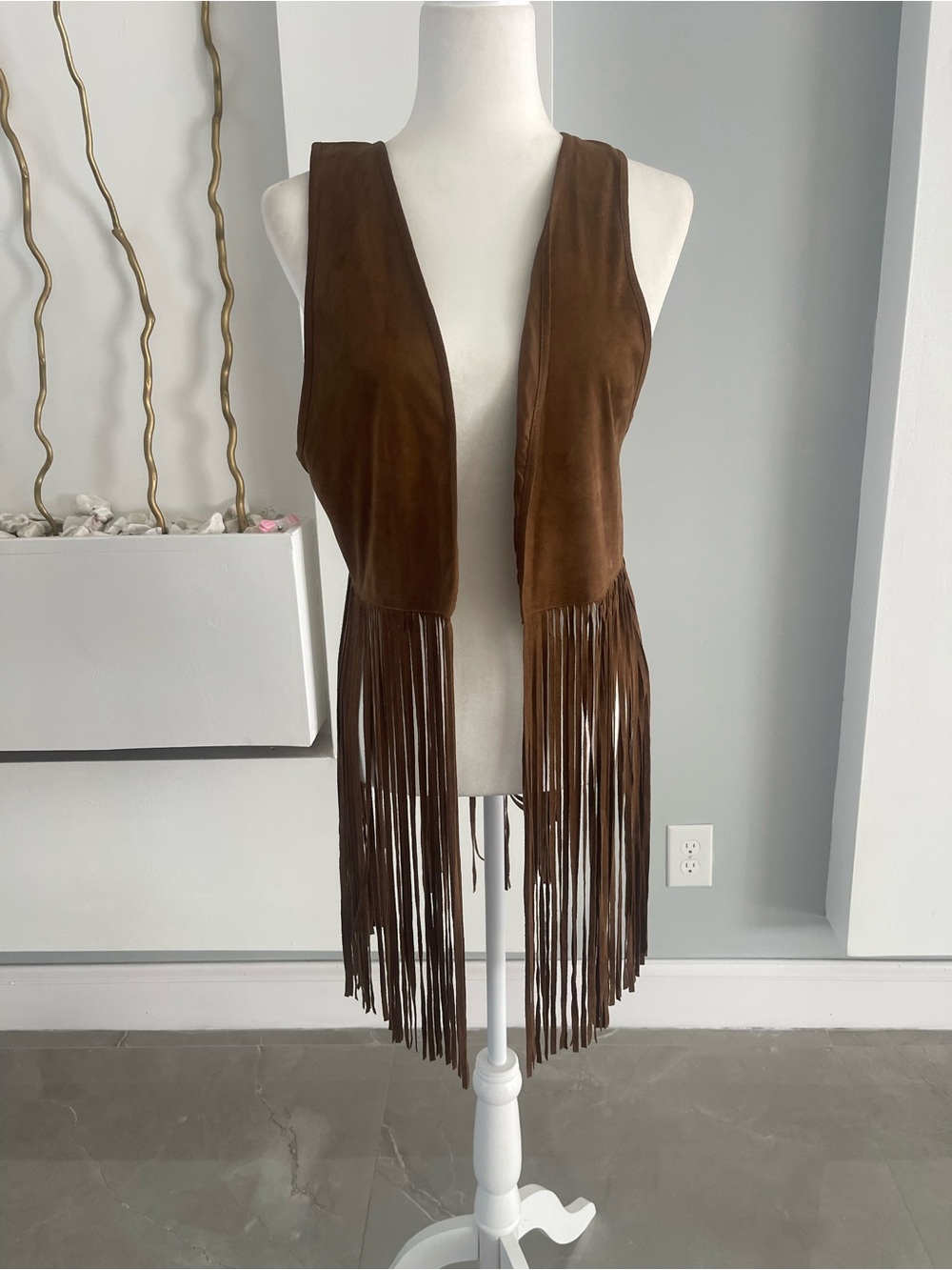 Maurices Tan Suede Fringe Vest